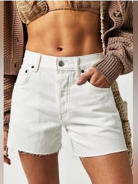 Free People Ivory High-Rise Denim Shorts size 27